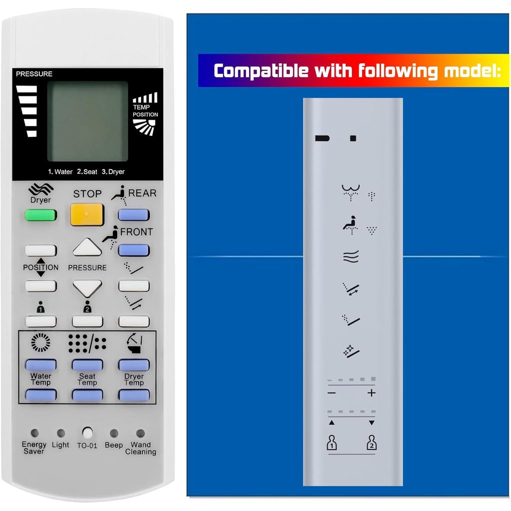 TOTO Replacement Remote Control for Washlet Bidet Toilet Seat SW3084#01, SW3084#12, SW3083#01, SW308