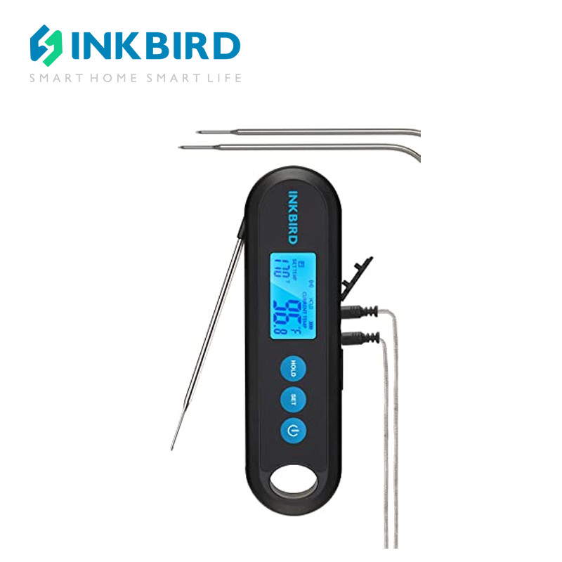 Inkbird IHT-2PB เครื่องวัดอุณหภูมิอาหารดิจิทัล LCD พร้อมโพรบ 2 ชิ้น สําหรับย่างอาหาร