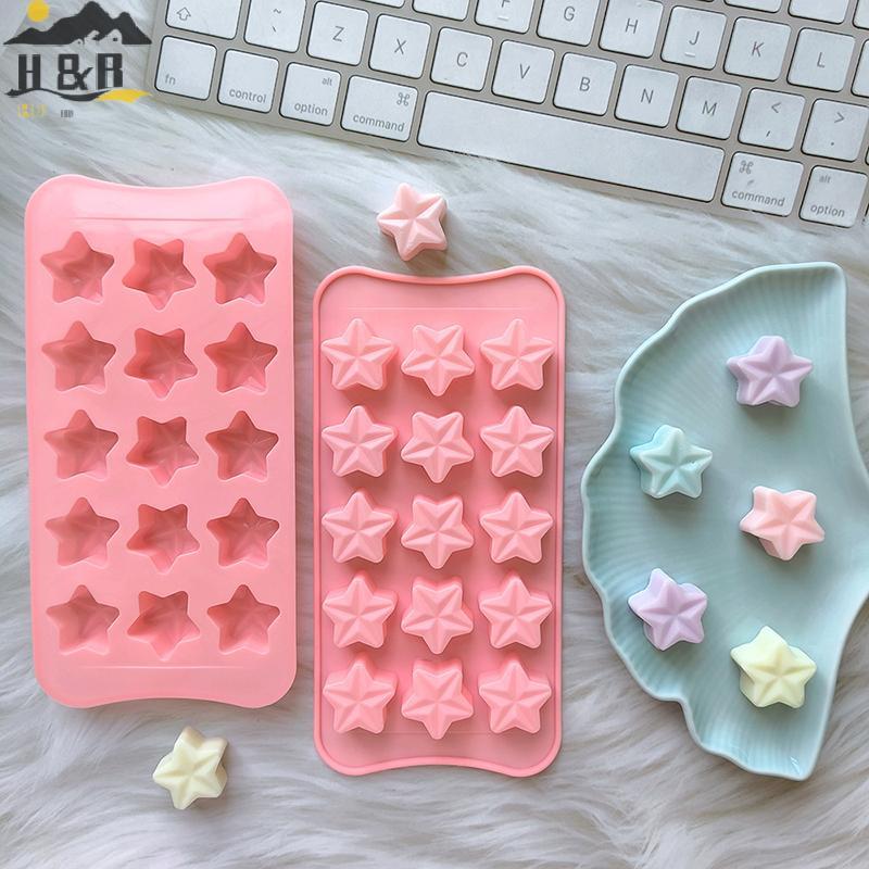 H&B Nov 15 Cavity Five-Pointed Star ซิลิโคนช็อกโกแลตแม่พิมพ์ Jelly Fudge Christmas Candy DIY แม่พิมพ