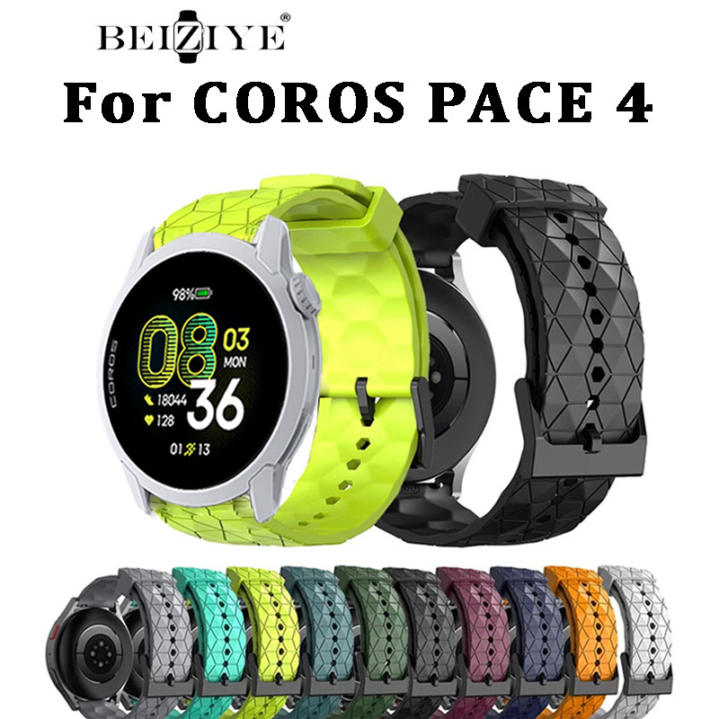 สายซิลิโคนสําหรับ COROS PACE 4 ฟุตบอลรูปแบบสร้อยข้อมือกีฬาสําหรับ Coros Pace 4 Smart Watch Band