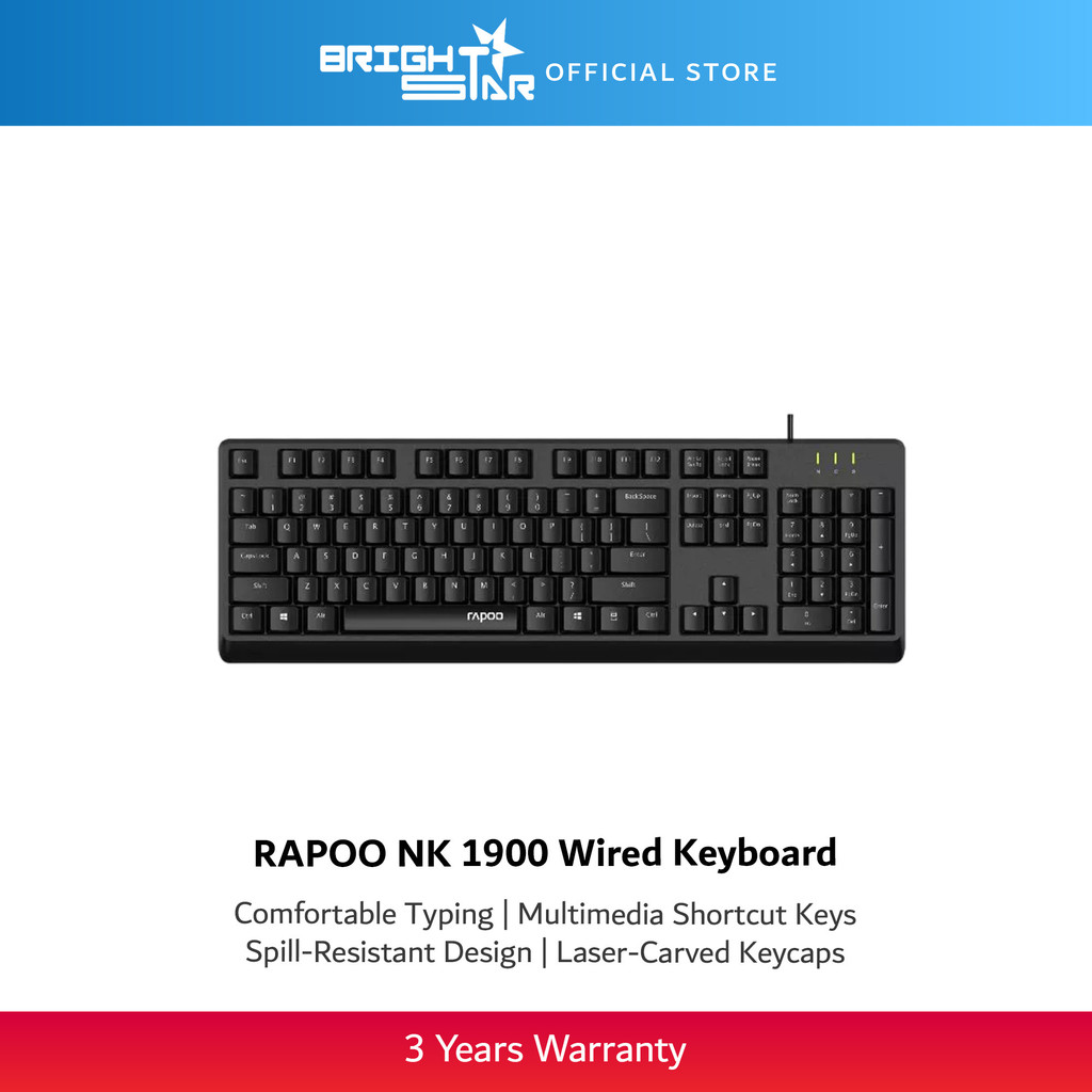 RAPOO NK1900 คีย์บอร์ดขนาดเต็มแบบมีสาย USB