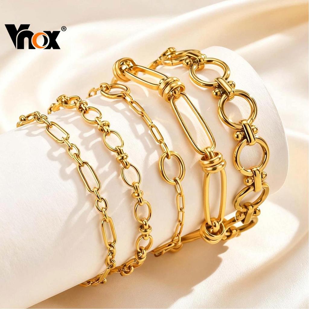 Vnox Geometric Chain Bracelet for Women Bracelet Stainless Steel Statement Fashion Jewelry