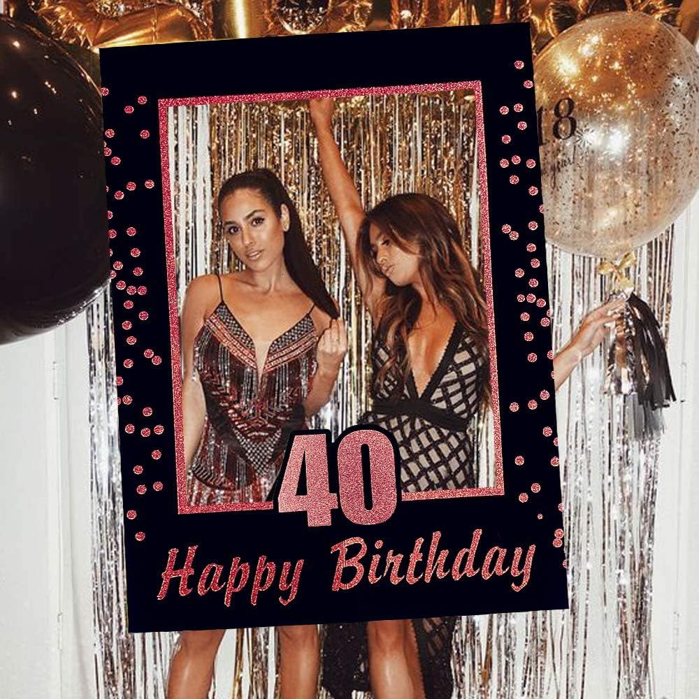 LaVenty Rose Gold 40th Birthday Party Photo Booth Props 40th Birthday Photo Frame กรอบรูปวันเกิด