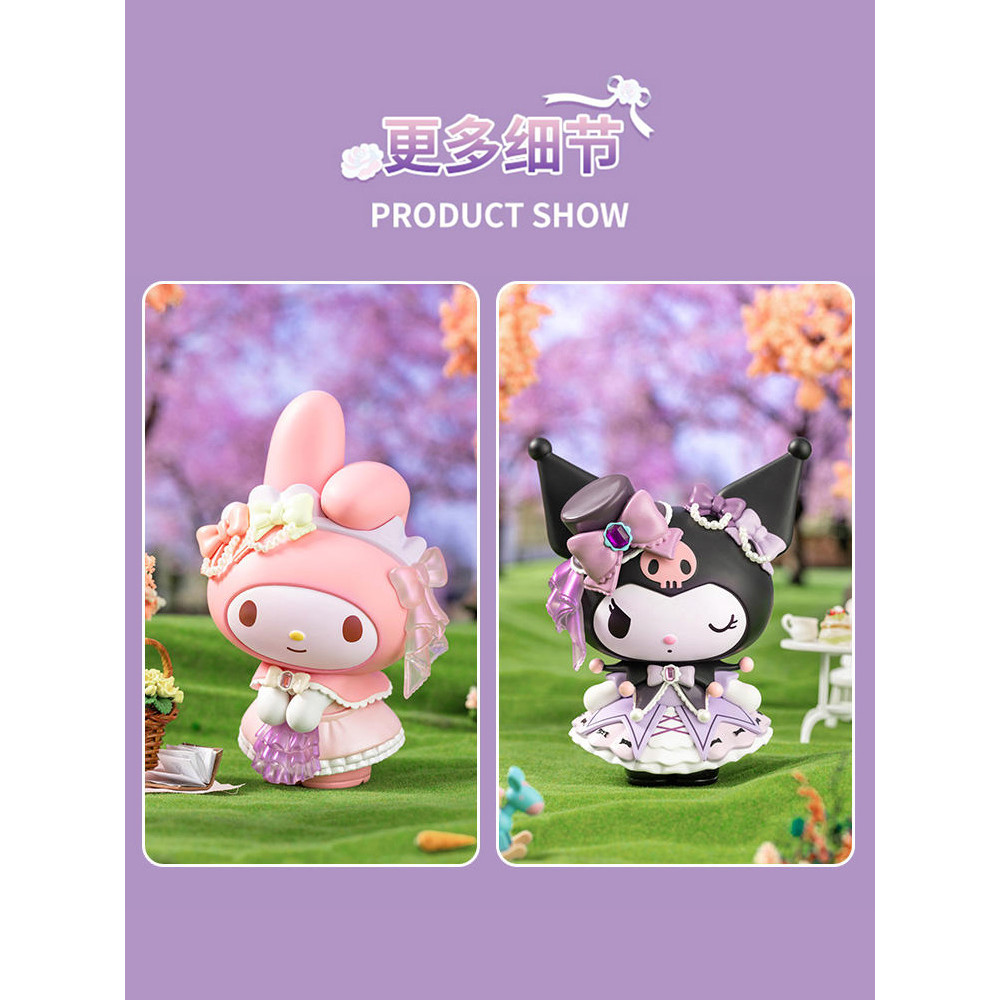 MINISO MINISO MINISO Sanrio Kuromi Melody Rose ดอกไม้รูปเครื่องประดับกล่องลึกลับน่ารักประณีต