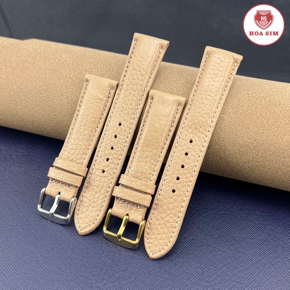 (สีครีม) สายนาฬิกาหนังวัวแท้ลาย โทโก หรูหรา ข้อร่วมง่าย มีหลายขนาด 10มม 12มม 13มม ... ถึง 24