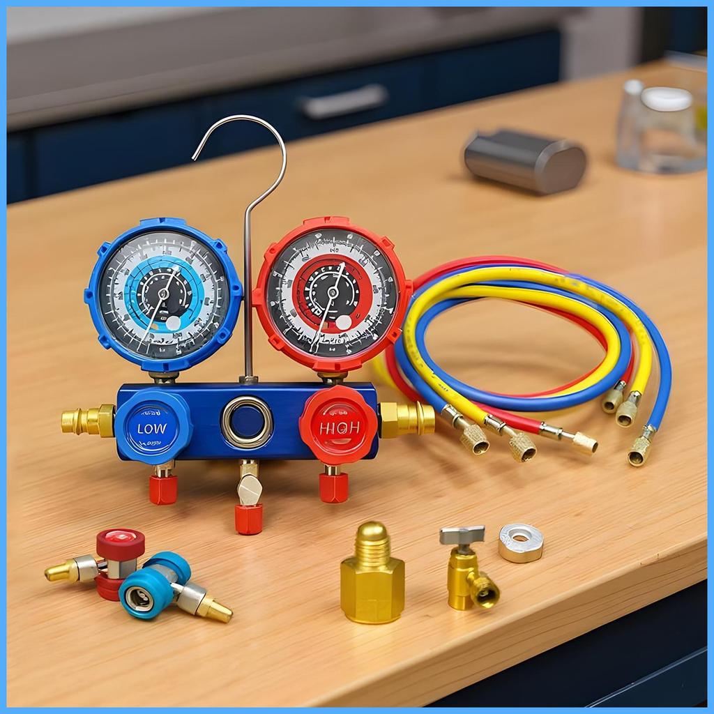 Manifold Gauge ชุดสารทําความเย็นชุดสารทําความเย็นสารทําความเย็น Refill Kit สําหรับ Home Vehicle Repa
