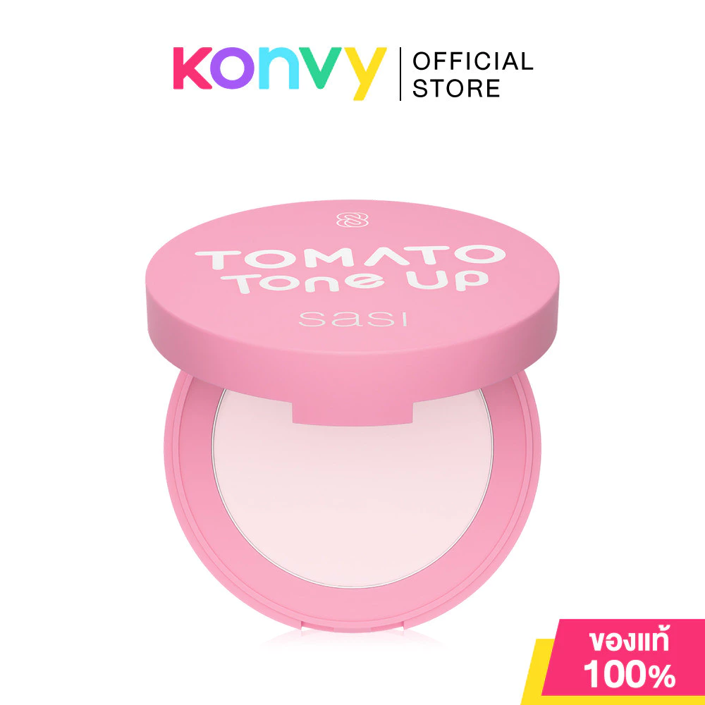 SASI Tomato Tone Up Compact Powder 4.5g แป้งอัดแข็งมะเขือเทศ ศศิ อัพผิวเนียนใส แลดูอมชมพูกระจ่างใส พร้อมคุมมันนาน.