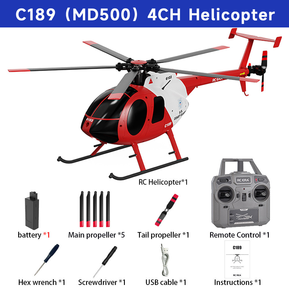 RC ERA C189 MD500 1/28 4CH Dual Brushless RC Helicopter - 6-Axis Gyro + Optical Flow Positioning | 1