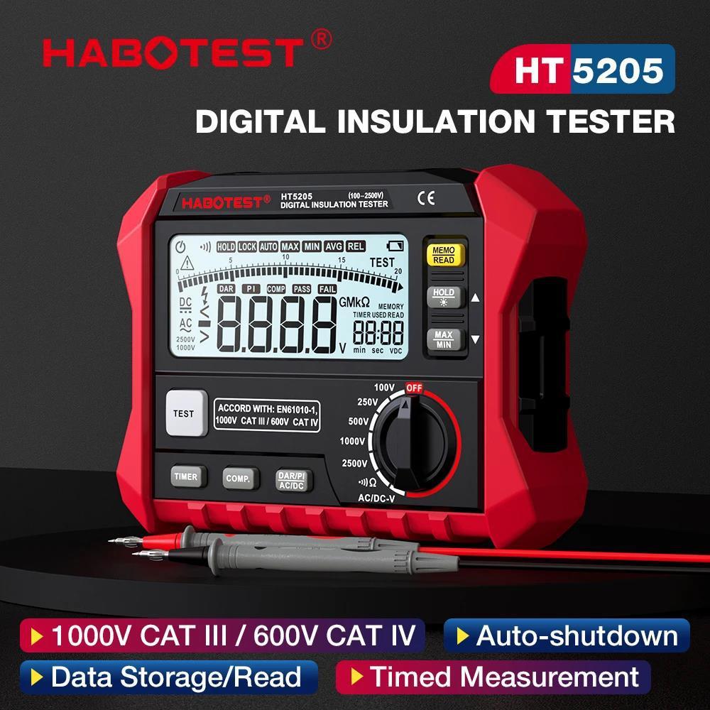 HABOTEST/HABOTEST HT5205 เครื่องทดสอบความต้านทานฉนวนแรงดันสูงเครื่องวัดความต้านทานฉนวน Megohmmeter M