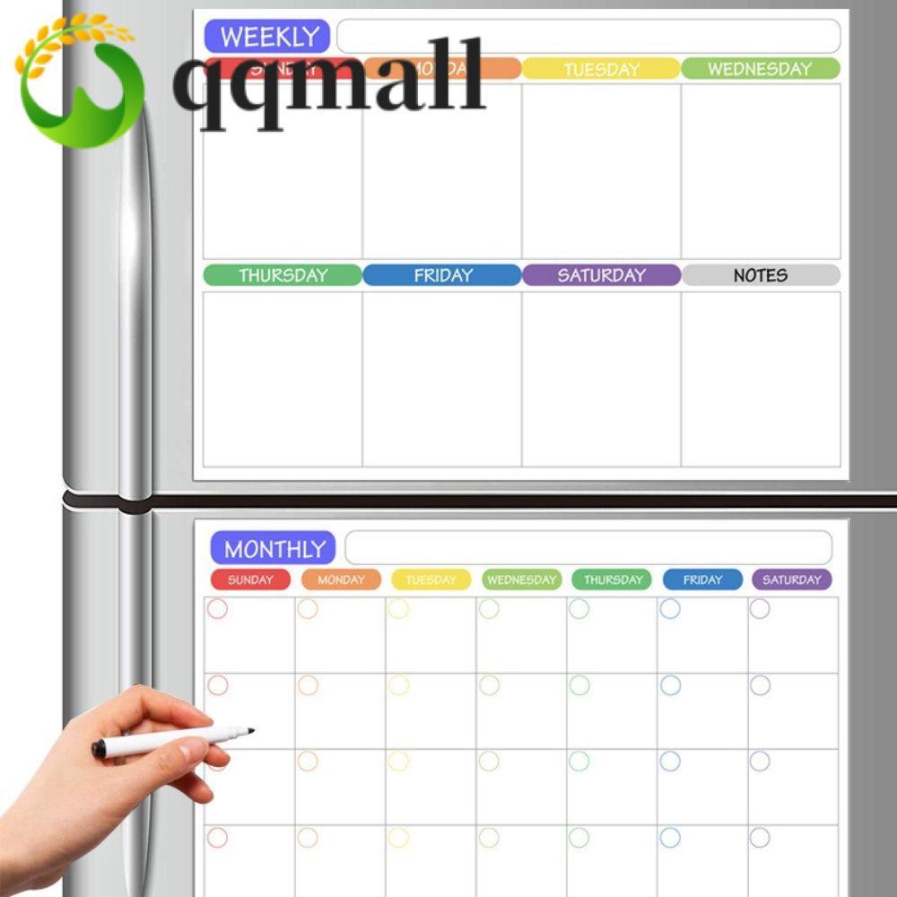 QQMALL สติ๊กเกอร์ติดตู้เย็น To Do List Magnetic Elastic Soft Home Office Kitchen A3 Month Planner