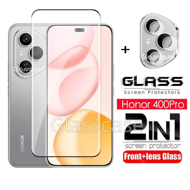 2 In 1 9H HDป้องกันหน้าจอกระจกนิรภัยสําหรับHonor 400 pro lite 400pro 400lite 400smart Honor400 Honor