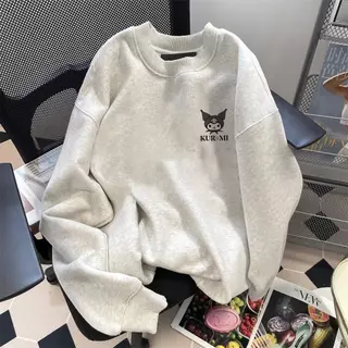 unisexเสื้อสเวตเตอร์คอกลมแขนยาวผ้าฝ้าย สไตล์เกาหลีสไตล์สตรีท กระแสหลวมๆ นุ่มและสบาย #kuromi คุโรมิ