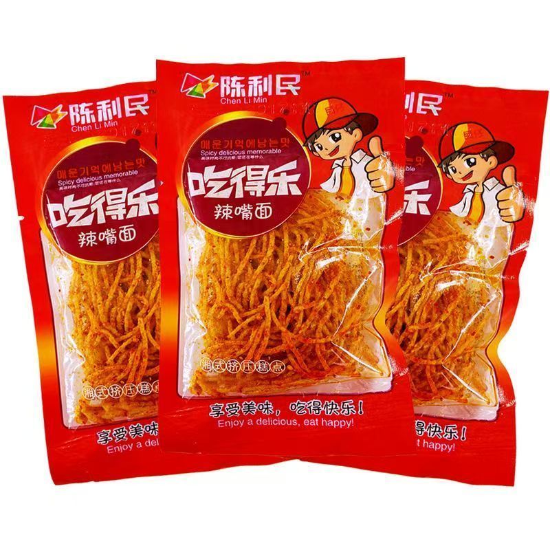 5毛辣条陈利民吃得乐辣嘴面18g超辣丝巨特辣面90校园零食小吃麻辣202511225 Mao Spicy Strips Chen Limin Chide Le Spicy Noodles 18g Su