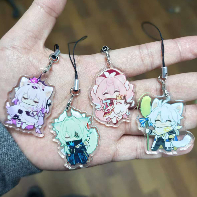 4 ชิ้นโทรศัพท์จี้พวงกุญแจเชือกเส้นเล็ก Khaslana Kainon NeiKos496 Anaxa Anaxagoras Castovine Hyacine 