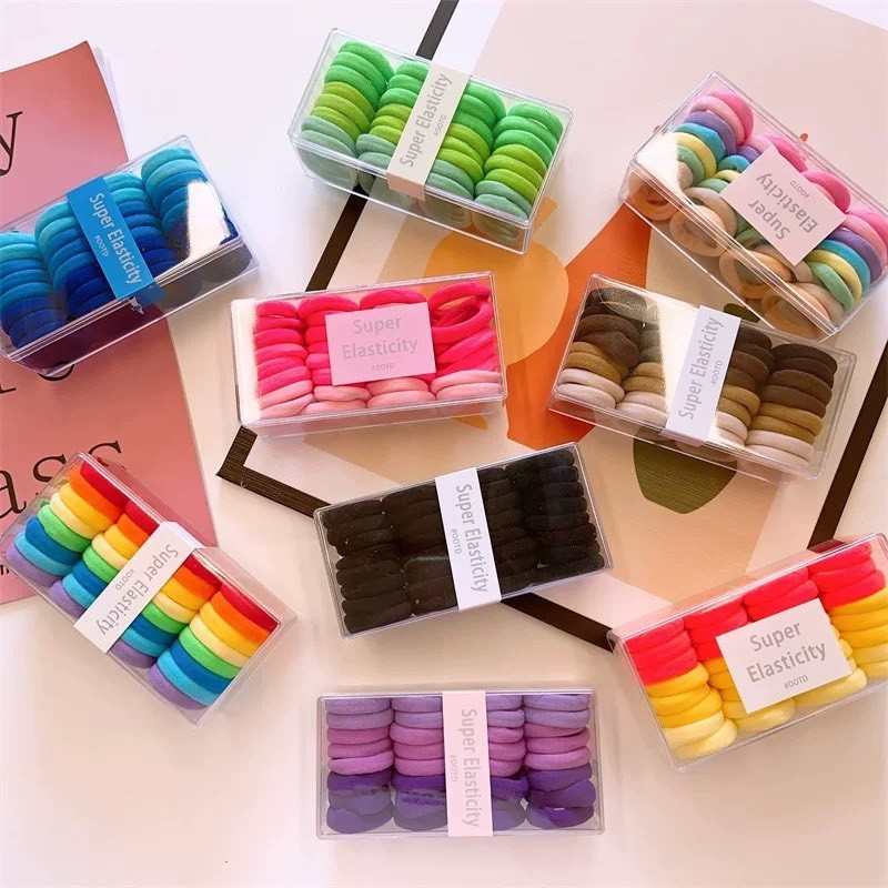 ยางรัดผมแบบกล่องสี่เหลี่ยม สีสันสดใส มาใหม่ พร้อมส่ง