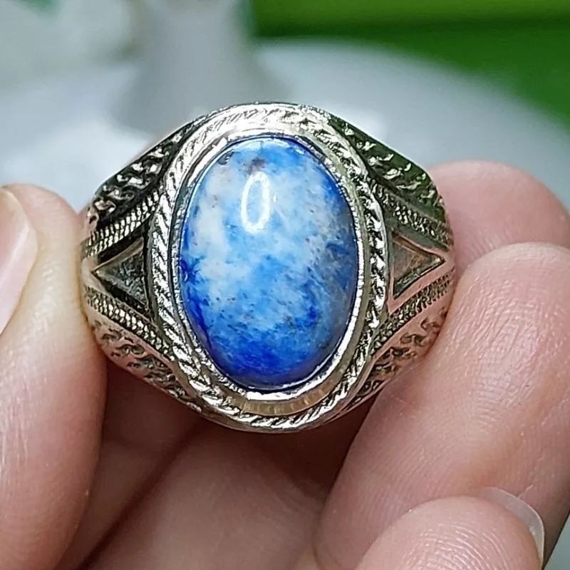 NATURAL SODALITE AGATE STONE RING, JOS QUALITY