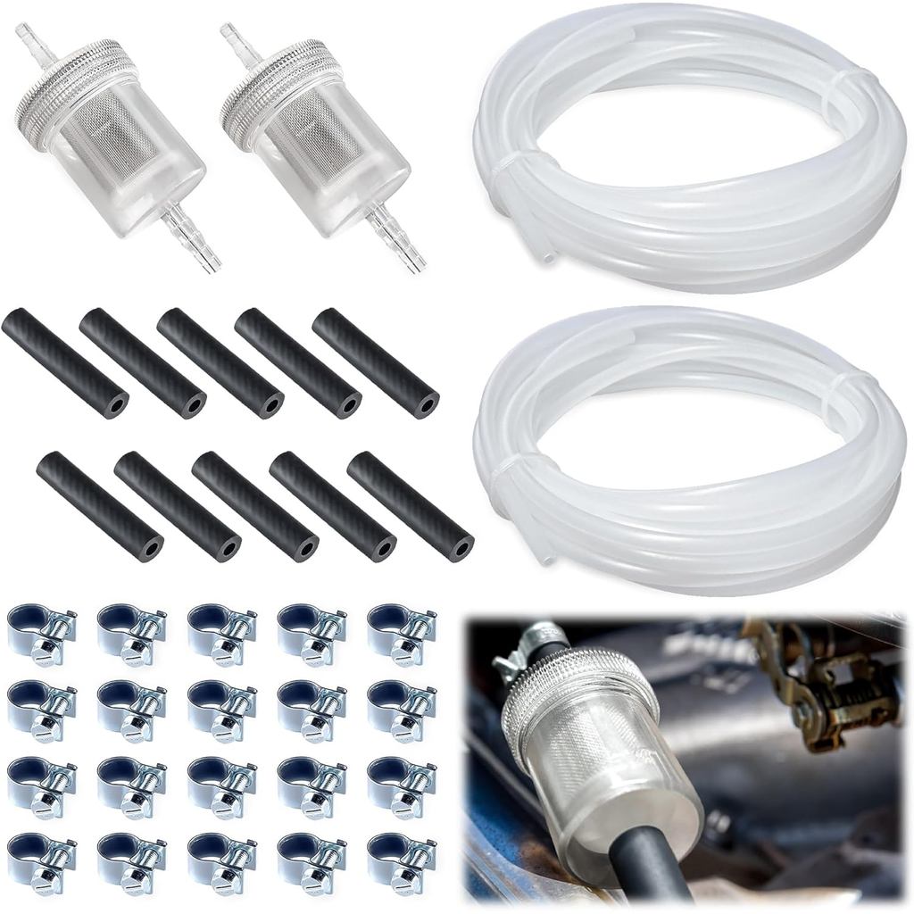 2 Set 6M Diesel Heater Fuel Line Kit, Fuel Tank Hose Clip Kit with Fuel Filter, Fuel Line Clamps and