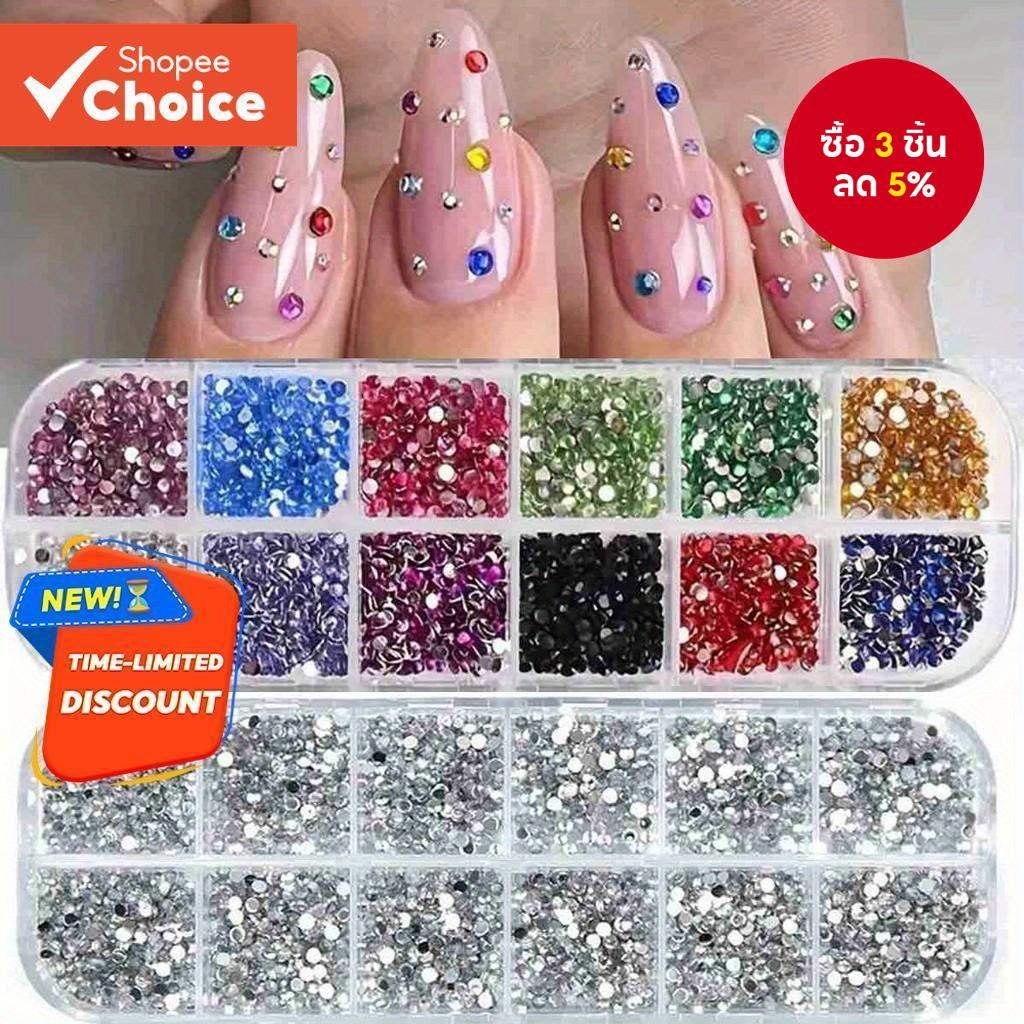 Kit-2 Silver Rhinestone Case Kit + ชุดเคส Rhinestone สีสันสดใสสําหรับแต่งหน้าและเล็บ