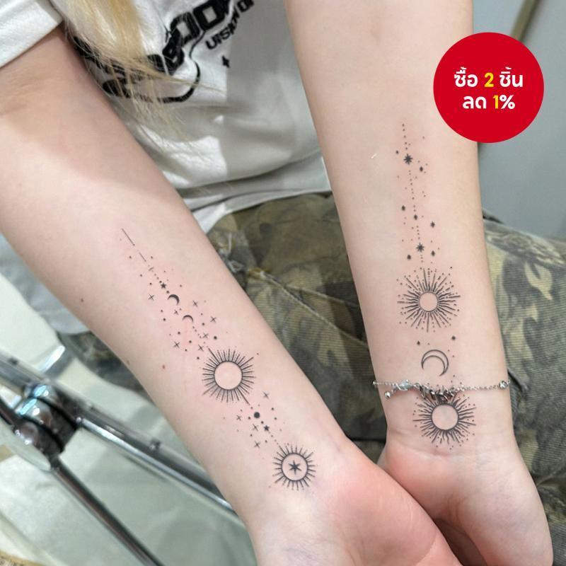 รอยสักชั่วคราว Sun Moon Stars - สติ๊กเกอร์ร่างกายกันน้ํา, ศิลปะขาลึกลับสําหรับผู้ชายและผู้หญิง​