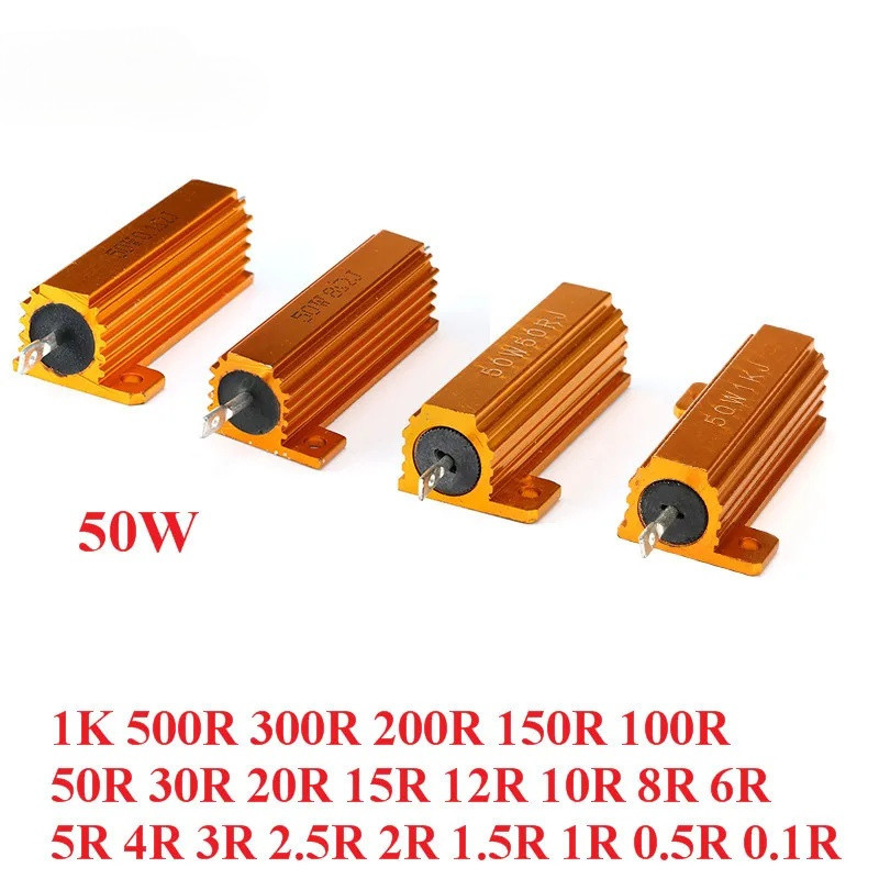 RX24 50W วัตต์ Cooling เปลือกโลหะอลูมิเนียม Gold Resistor 1K 500R 300R 200R 150R 100R 12R 10R 8R 6R 