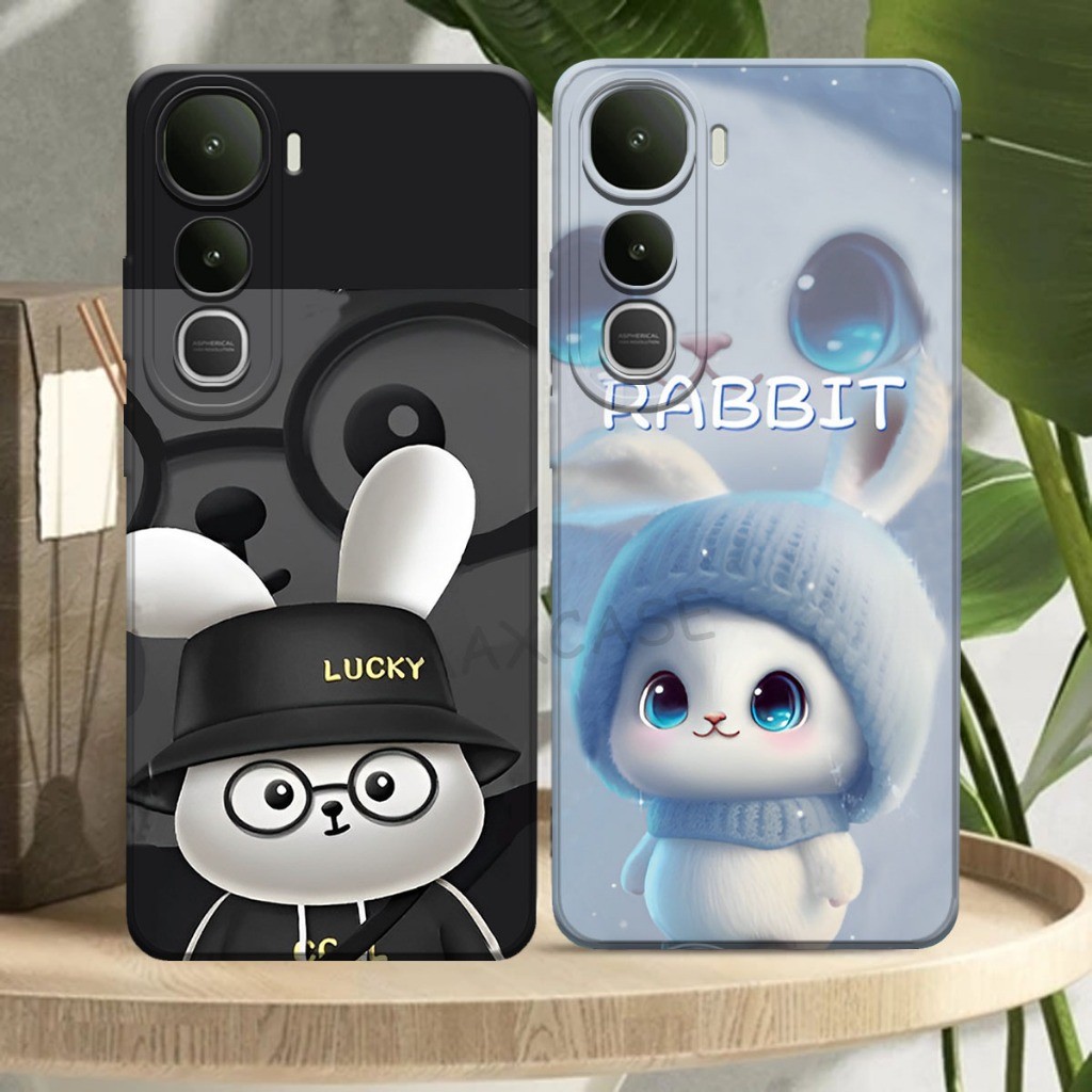 M0P Softcase Hp Vivo Y400 ล่าสุด 2025 Rabbit Motif - เคส Hp น่ารัก - เคส Hp ปัจจุบัน - กล้องซิลิโคน 