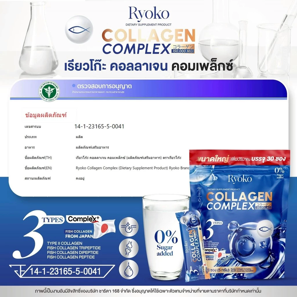 Ryoko Collagen Complex เรียวโกะ คอลลาเจน 30 ซอง thumbnail 9