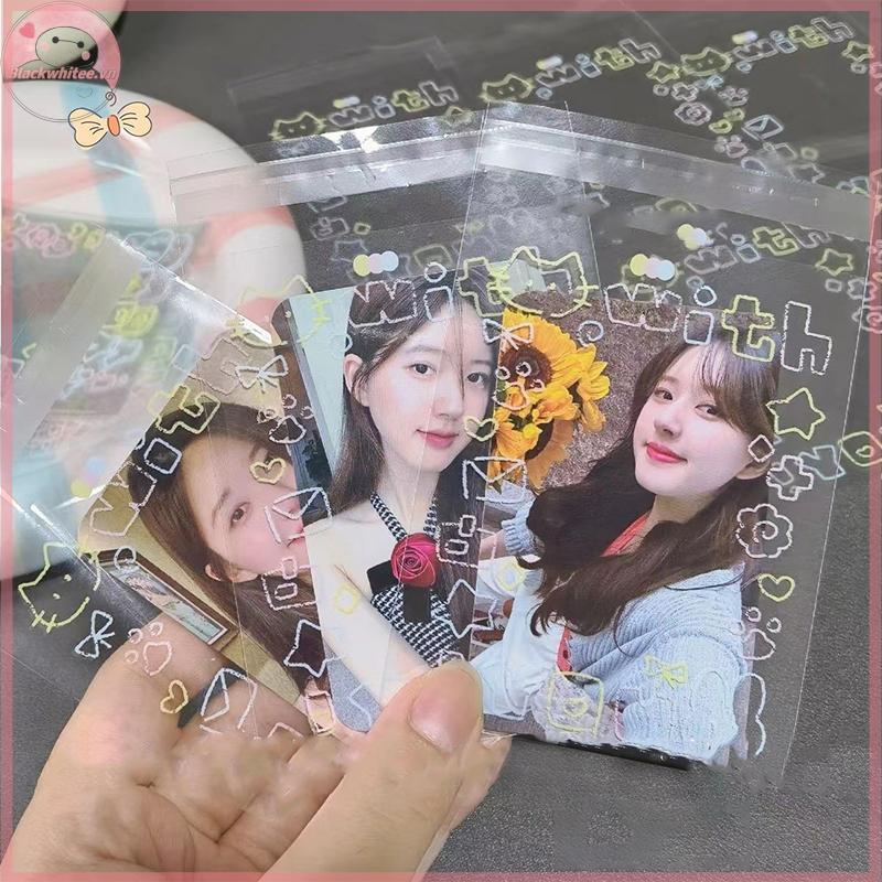 BWHTE 100 ชิ้นการ์ตูน Graffiti ลูกแมว Self-Adhesive กระเป๋า Candy อาหารบรรจุภัณฑ์การ์ดถุงของขวัญถุงป