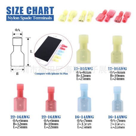 เทอร์มินัลโพสต์ไนลอน 22-16pcs180 Quick Connector ฉนวน 12-10 ฉนวน 16-14 ชายหญิง Crimp 7U9F