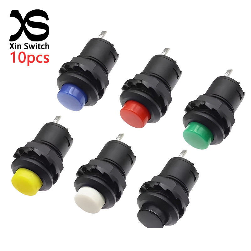 10PCS DS-428 12mm Self Locking (Holding) Momentary Thread ปุ่มสวิทช์ 3A/125VAC 1.5A/250VAC 2-Pin หลายสีเปิด-ปิด