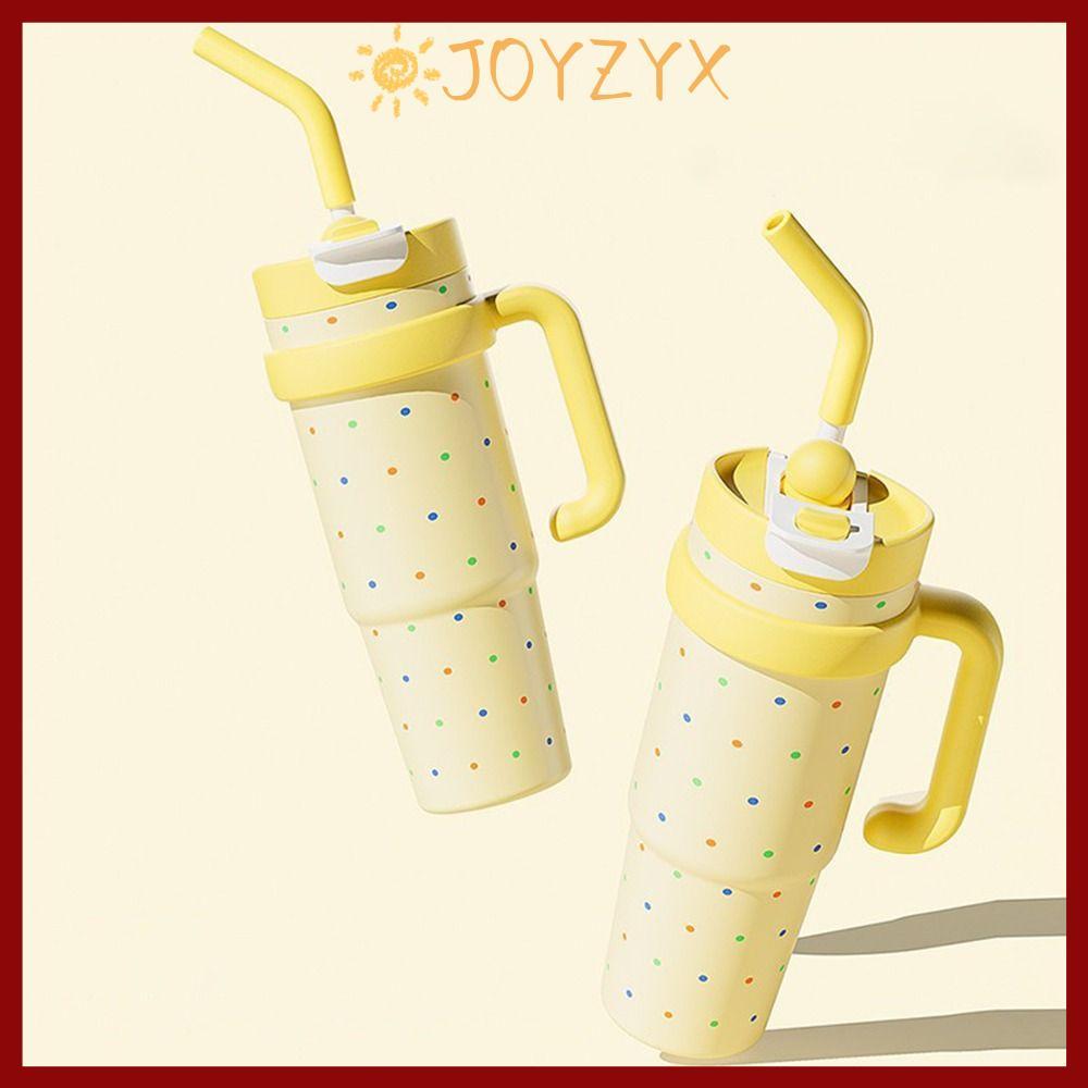 JOYZYX ถ้วยสูญญากาศการ์ตูน, 316 สแตนเลส 1000ML แก้วน้ําฉนวน, ของขวัญทนทานพร้อมที่จับพร้อมฝาปิดและขวดน้ําเก็บความร้อนฟางสําหรับนักเรียน