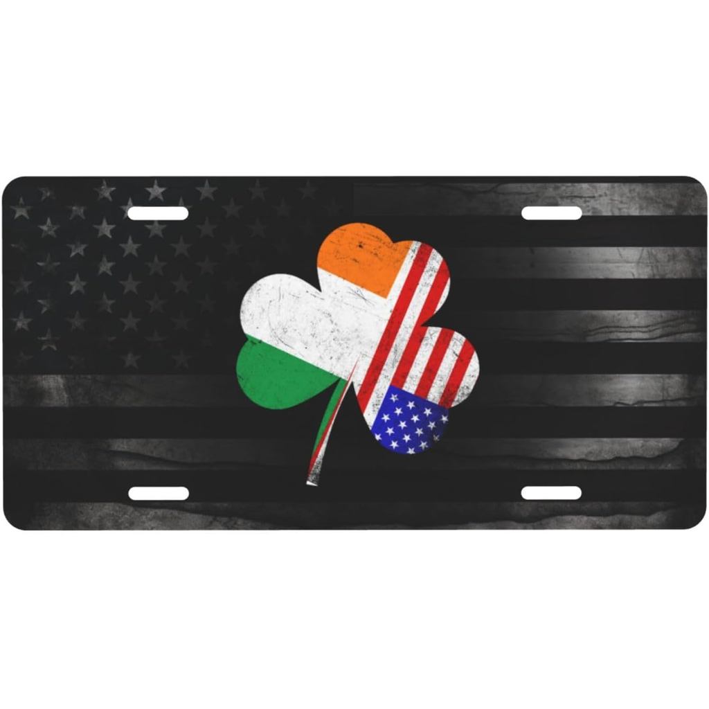 Irish American Flag Ireland Flag ป้ายทะเบียนอลูมิเนียมด้านหน้าเหมาะสําหรับเล่นกลางแจ้ง 6 X 12 in