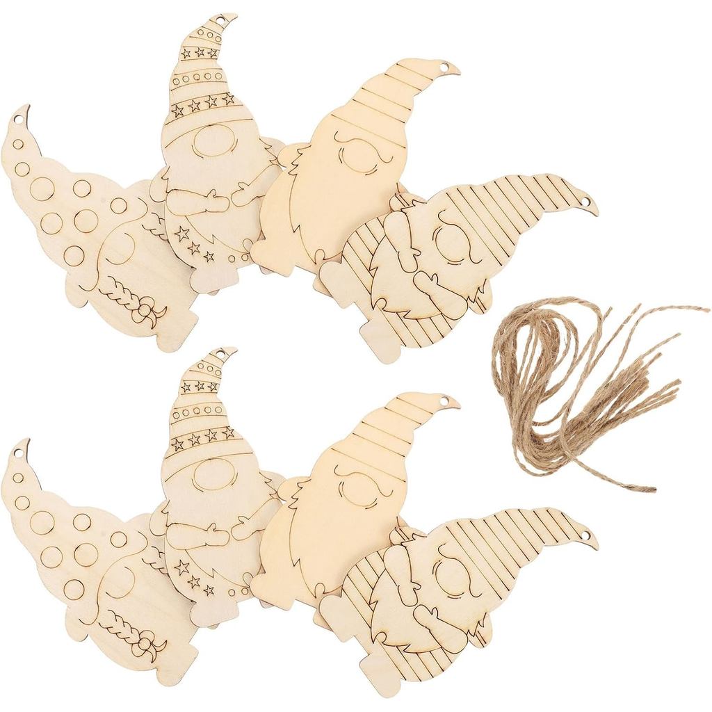 ไม้ Planks 40 ชิ้นไม้เปล่า Gnome Slice ยังไม่เสร็จ Gnome ชิ้นแขวน Gnome Cutouts สําหรับคริสต์มาสตกแต