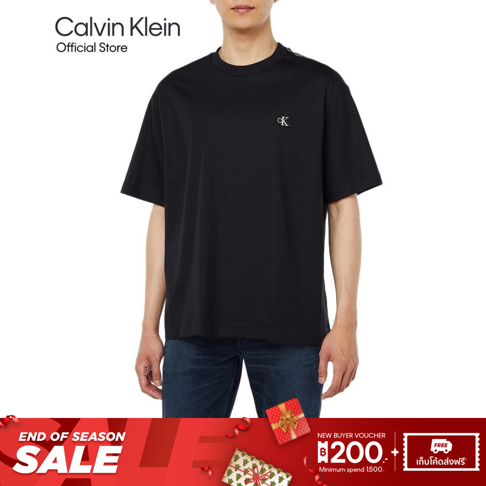 CALVIN KLEIN เสื้อยืดคอกลมแขนสั้นผู้ชาย ทรง Relaxed รุ่น 4RC222G UB1 - สีดำ
