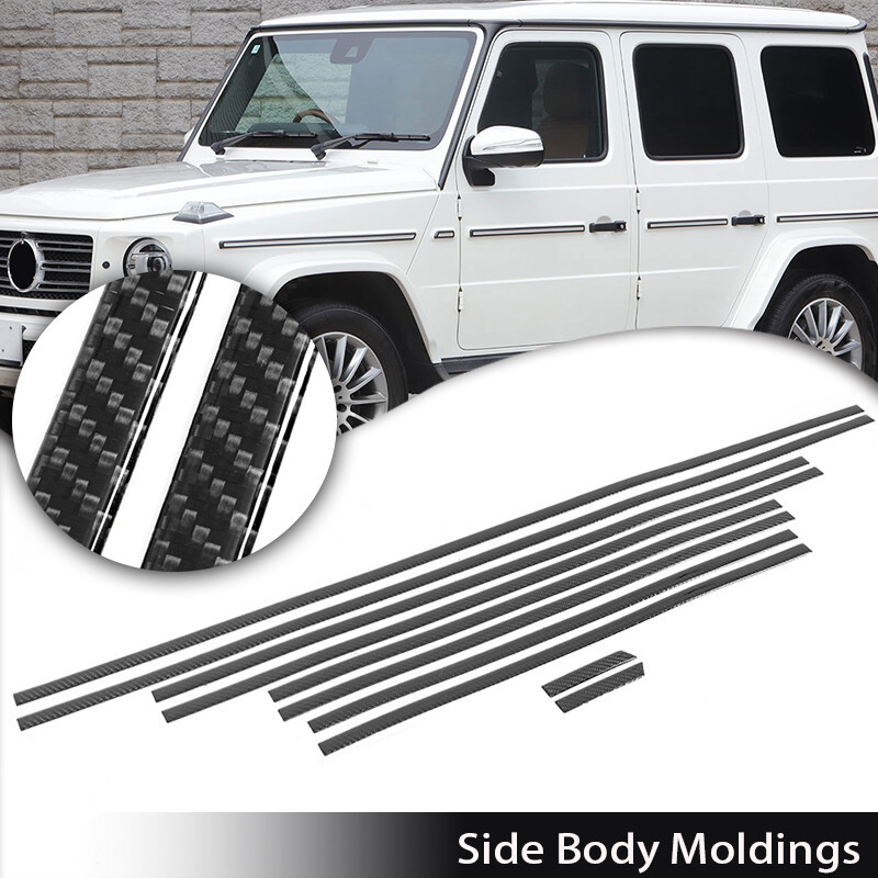 REAL คาร์บอนไฟเบอร์ด้านข้าง Molding Trim สําหรับ G Class W464 G63 G63 G55 G500 2019-2021