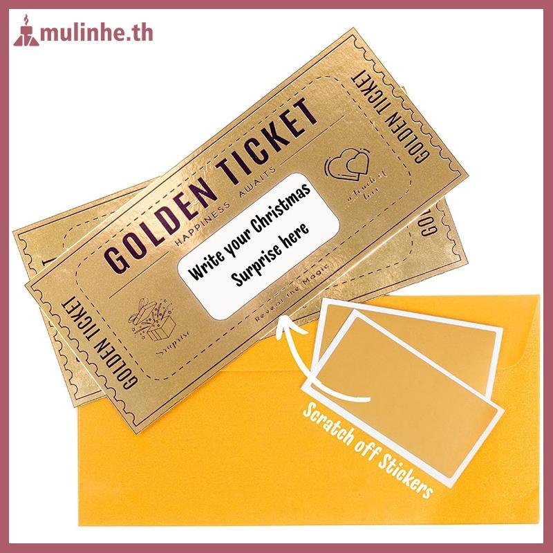 MULINHE 1 ชุด Deluxe Golden Ticket Surprise Off Card Christmas Surprise เปิดเผยการ์ด Off Ticket Surp