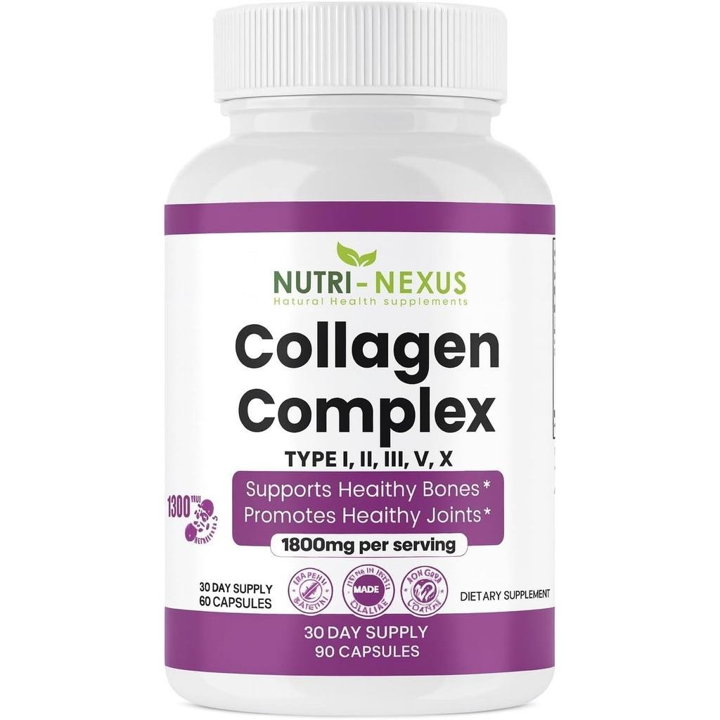 Multi Collagen Peptides Types I, II, III, V & X – Hydrolyzed Bovine Collagen Capsules -รองรับผิว, Ha