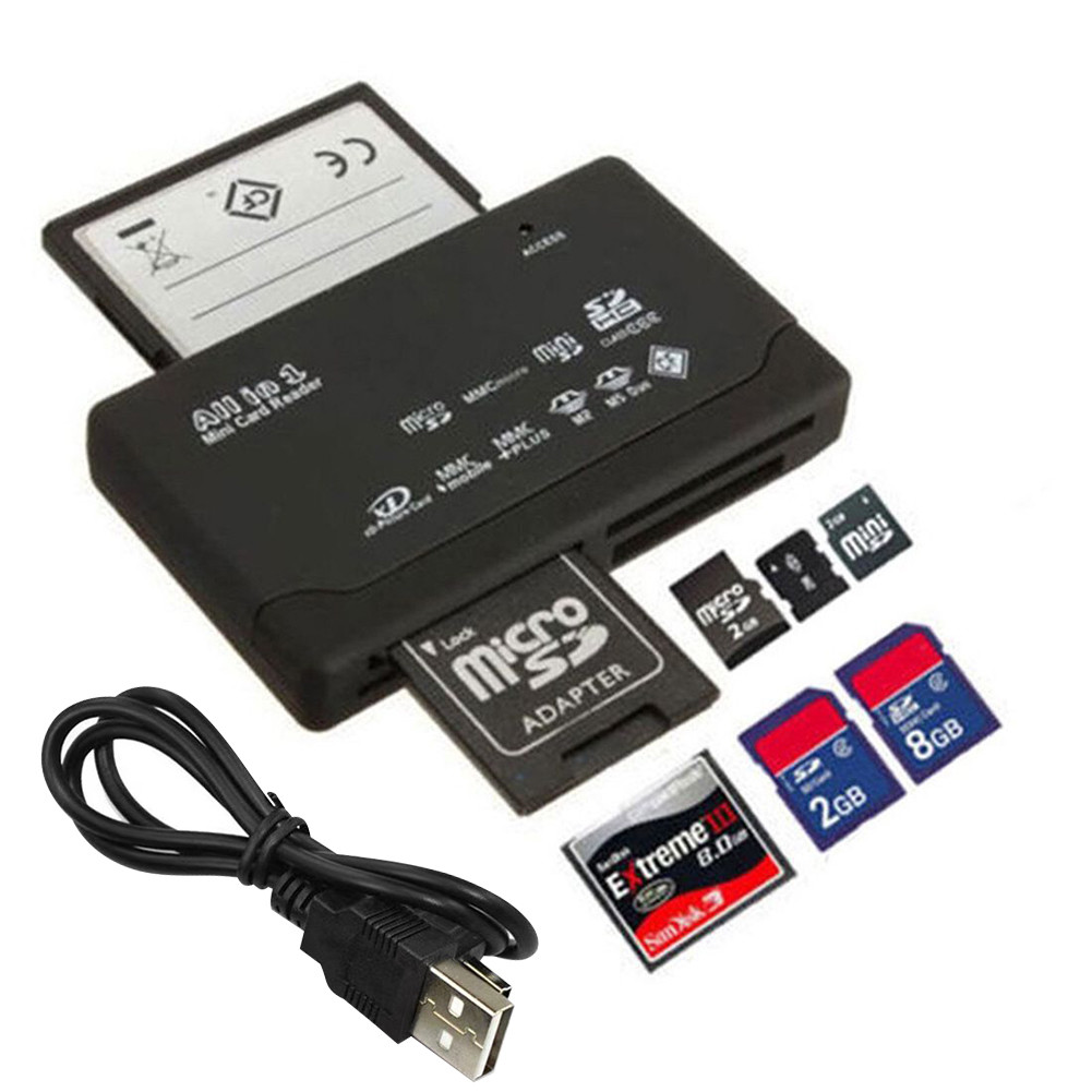เครื่องอ่านการ์ด USB 2.0 ภายนอก SD TF CF 6-in-1 เสียบใช้งานได้ทันที ความเร็วสูง