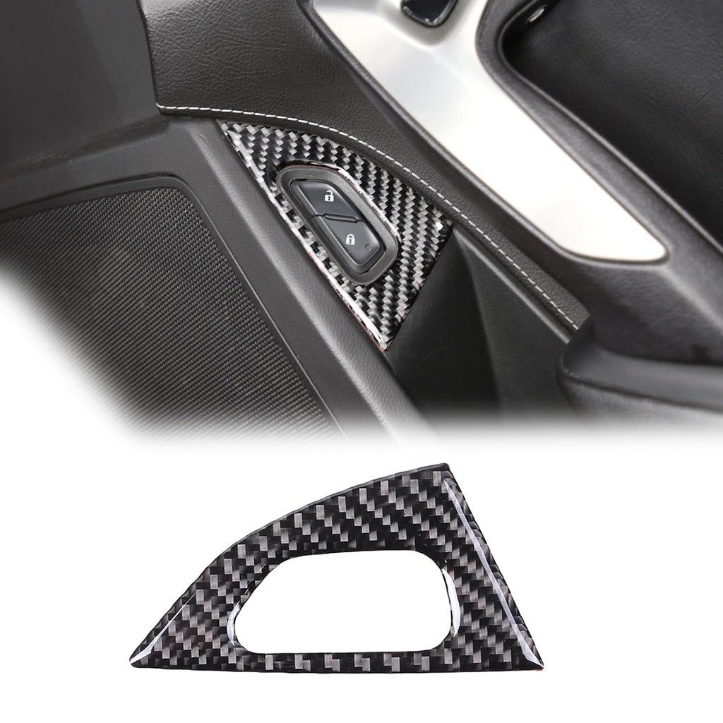 Sekhyna Co-Pilot ประตูล็อคปุ่มฝาครอบ Trim ใช้งานร่วมกับ Corvette C7 2014-2019 Stingray คาร์บอนไฟเบอร