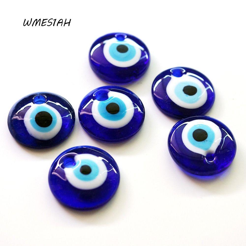 WMES1AH Evil Eye Charms ลูกปัด, 25/30/40/60 มม.จี้ตาสีฟ้าคลาสสิก, Vintage Lucky Round Lucky Blue Eye