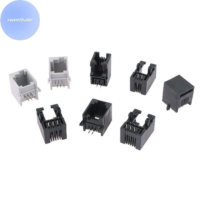 SEBABE 10PCS RJ11 โทรศัพท์ซ็อกเก็ตโค้ง Pin 95001 4P4C 6P6C 6P4C หญิงแจ็ค Pcb Connector โทรศัพท์ซ็อกเ