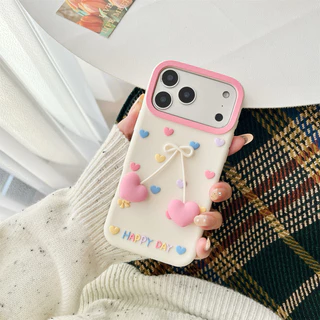 3D จี้รูปหัวใจซิลิโคนเคสโทรศัพท์สําหรับ iPhone 13 14 15 16 17 Pro Max ปลอกซิลิโคนอ่อนนุ่มฝาครอบป้องกันสําหรับ iPhone16Promax กรณี
