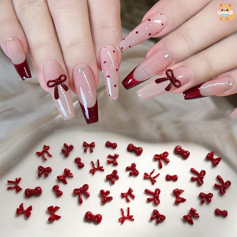 [VI] 100PCS 3D Nail Art Red Bow Charms อุปกรณ์อุปกรณ์เสริมชิ้นส่วนเรซินสําหรับเล็บ Decorastion ผลิตภัณฑ์ตกแต่งเล็บวัสดุเครื่องมือ TH ราคา ถูกที่สุด ดีลบีเคเค แกลเลอรีภาพที่ 3