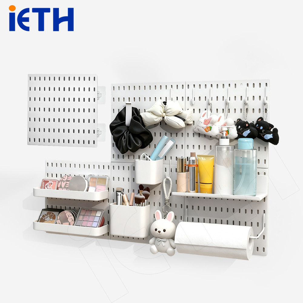 iETH ชุด Pegboard แบบโมดูลาร์สำหรับจัดเก็บและจัดแสดงบนผนัง – ครบเซ็ตพร้อมอุปกรณ์ สำหรับจัดระเบียบงานฝีมือ, แสดงเครื่องประดับ, หรือจัดเก็บของในห้องเด็ก