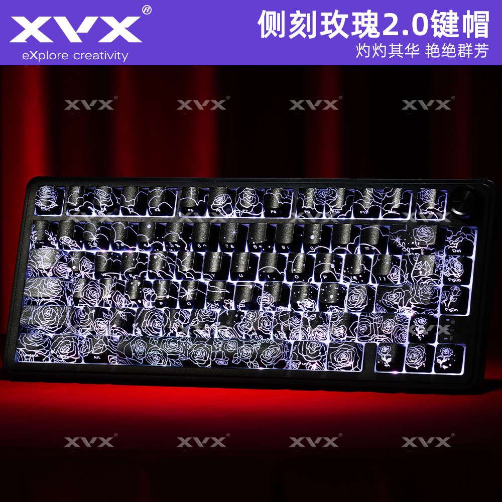 ปุ่มกด XVX Rose 2.0 | Side-Engraved Translucent IMD |สวิตช์แม่เหล็ก | แป้นพิมพ์เครื่องกลสากล