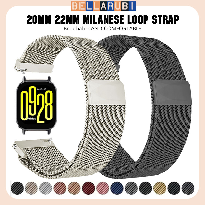สายรัด 20 มม. 22 มม. for Redmi Watch 5 Active/ 5 Lite /Samsung Galaxy Watch วงดนตรีโลหะลูป Milanese for Huawei /Amazfit