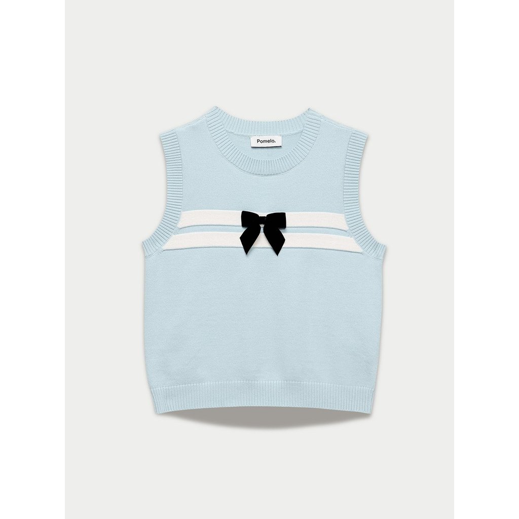 [Pomelo] เสื้อถักแต่งโบว์ / Bow Knit Top