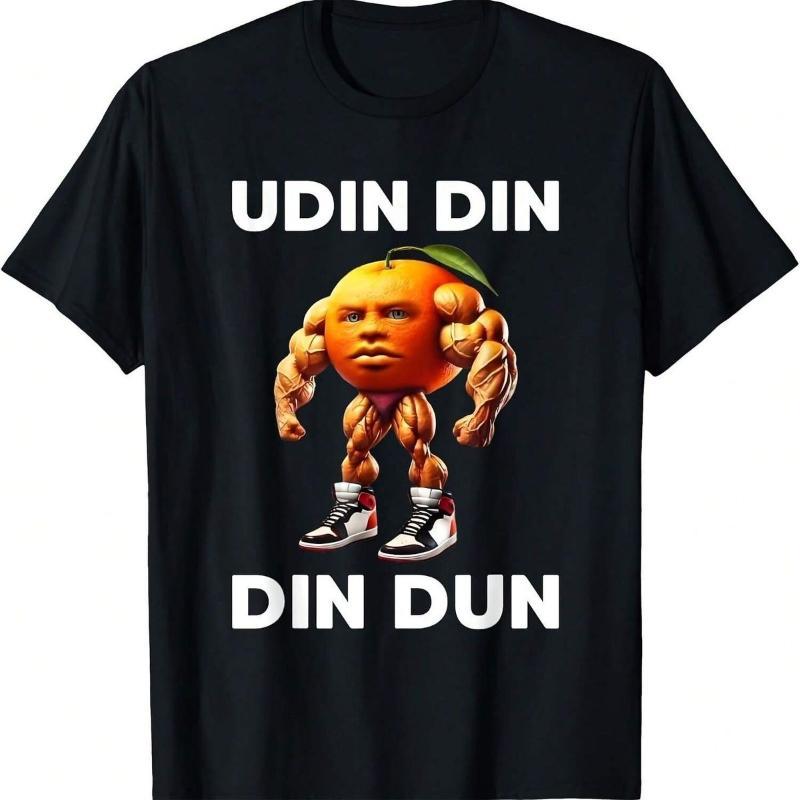 ฟิตเนสผู้ชาย เสื้อยืดและเสื้อฮู้ดสีส้ม Udin Din Din Dun อิตาเลียน Brainrot Meme Udindindindun