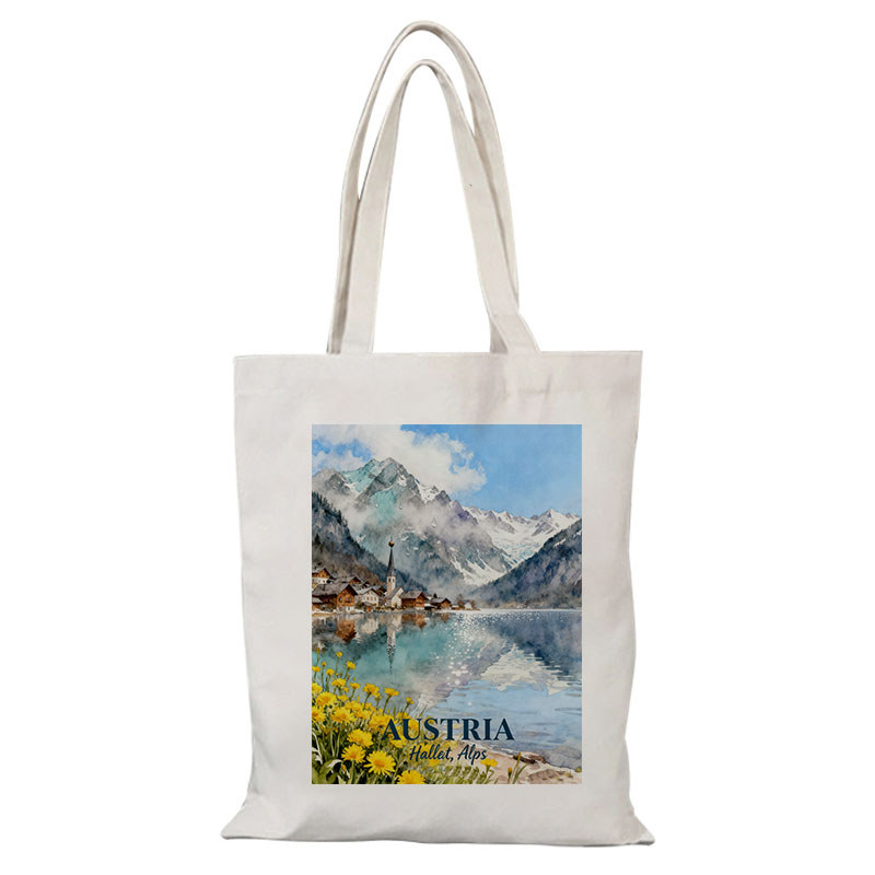 [Lucky Luck] Austria City Cultural Creative Travel Canvas Bag Austria City walk Handbag Canvas Bag