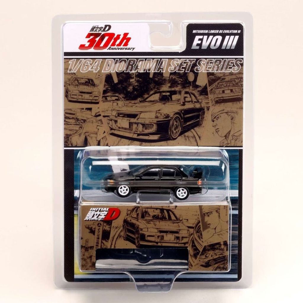 HobbyJapan 1/64 Initial D Mitsubishi Evo Alloy รถเหล็กโมเดลของเล่นของขวัญวันเกิด - รูปที่ 3