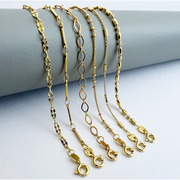 สร้อยคอกลิตเตอร์แบบโซ่กระดูก โซ่เงิน 925 ไม่มีจี้ ดีไซน์เรียบหรู ราคา ถูกที่สุด ดีลบีเคเค แกลเลอรีภาพที่ 2